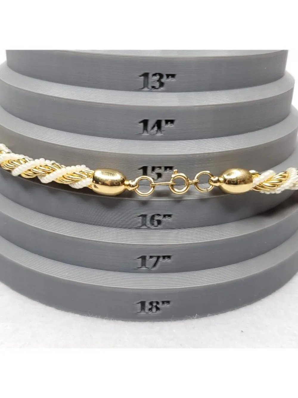 Vintage Trifari Necklace Gold Tone Faux Pearl Twisted Rope Chain 15.5